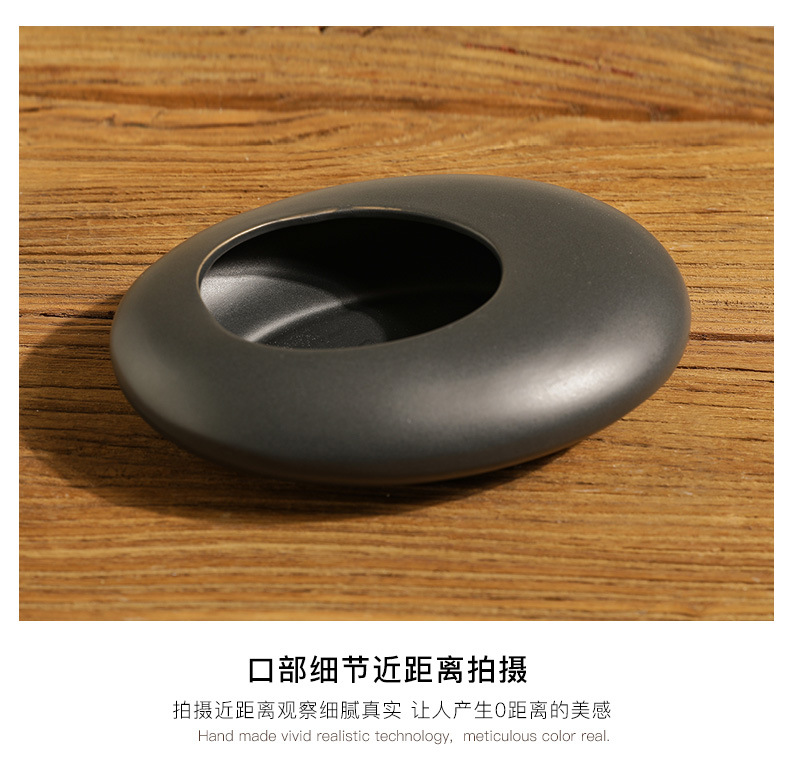 Chinese-style Zen-inspired creative ashtrays, flat-shaped oval vases, peach blossom art sets, tea room and living room soft decoration items, Ins-style home furnishings pic 12
