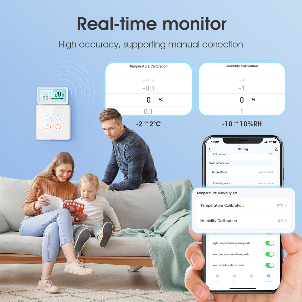 Tuya Smart Home WiFi/zigbee temperature and humidity sensor with time wireless electronic thermometer detection pic 12