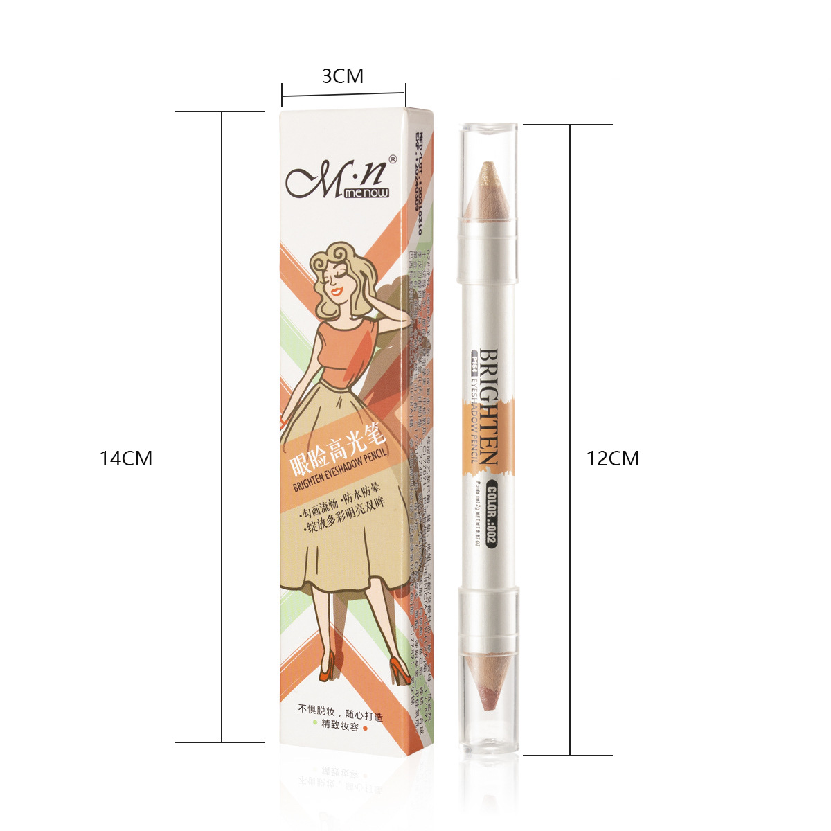 MENOW Eye and Face Brightening Double Head High-Gloss Pen Pearl Champagne Gold Eyeshadow Pen P154 with Pencil sharpener pic 14