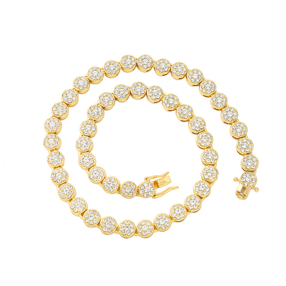 欧美合金线条古巴链镶钻手链13毫米满钻男女士嘻哈风镀金项链详情9