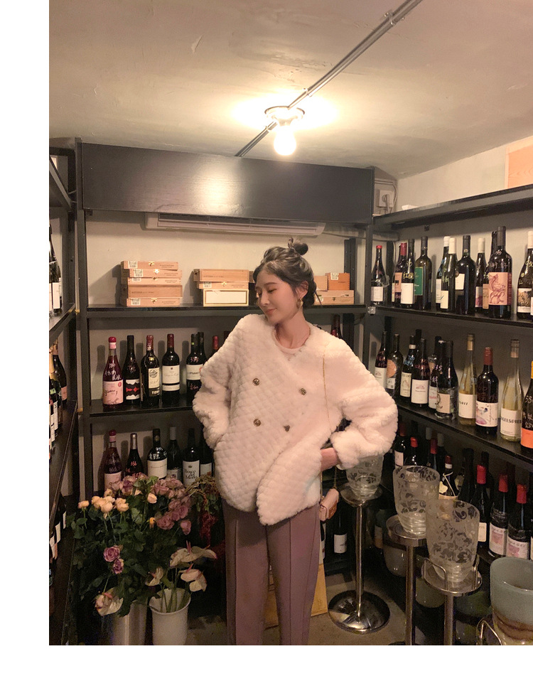 冬季新年羊羔毛皮草短款女网红羊剪绒布加迪全羊毛年轻短外套详情45