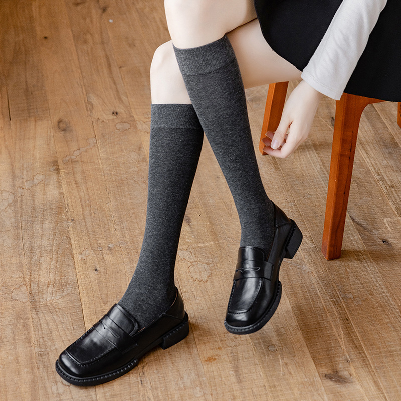 New solid color calf socks for autumn and winter, slimming legs, JK socks, Japanese student knee-length cotton socks, cross-border distribution pic 7