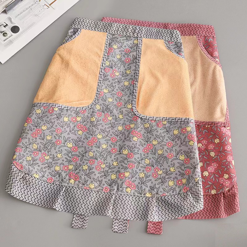 Cotton breathable summer half-length apron, stain-resistant and wear-resistant canvas, cute for girls, kitchen and catering special half-length waistband pic 11