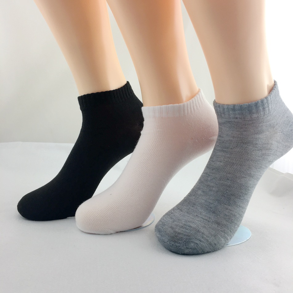 男士船袜涤棉短筒运动袜浅口黑白灰男袜子春秋中厚地摊袜现货批发详情5