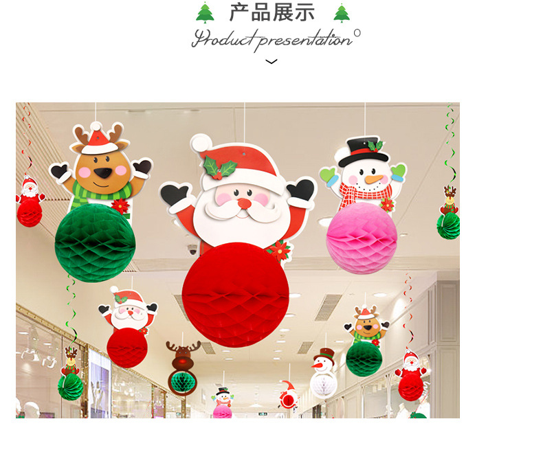 圣诞节蜂窝球拉旗装饰用品店铺场景布置道具蜂窝吊球拉花吊饰挂饰详情5