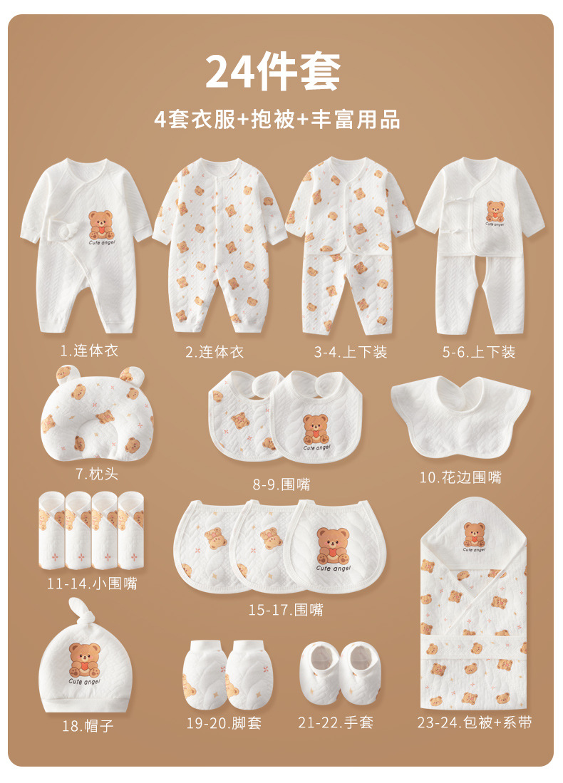 初生婴儿衣服礼盒宝宝秋冬用品大全新生儿高档满月见面礼物详情12