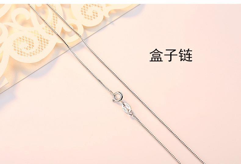 Silver and platinum plated necklace for women, single chain, collarbone chain, water wave snake bone O-shaped chain, starry sky box chain pic 7