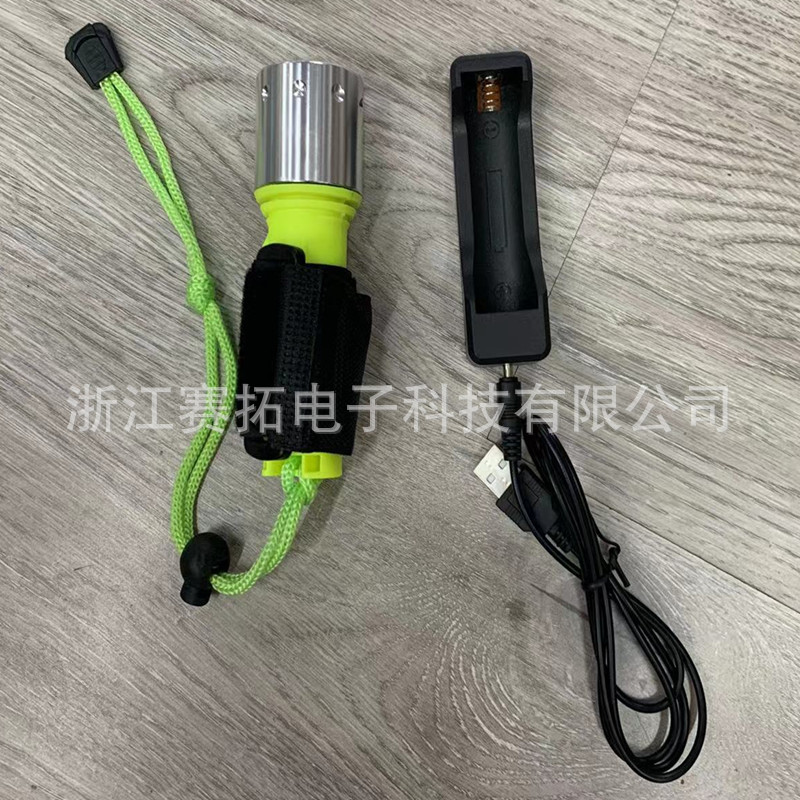 Cross-border T6 diving light, underwater work light, high-intensity flashlight, waterproof flashlight, anti-drop hand strap, arm strap pic 2