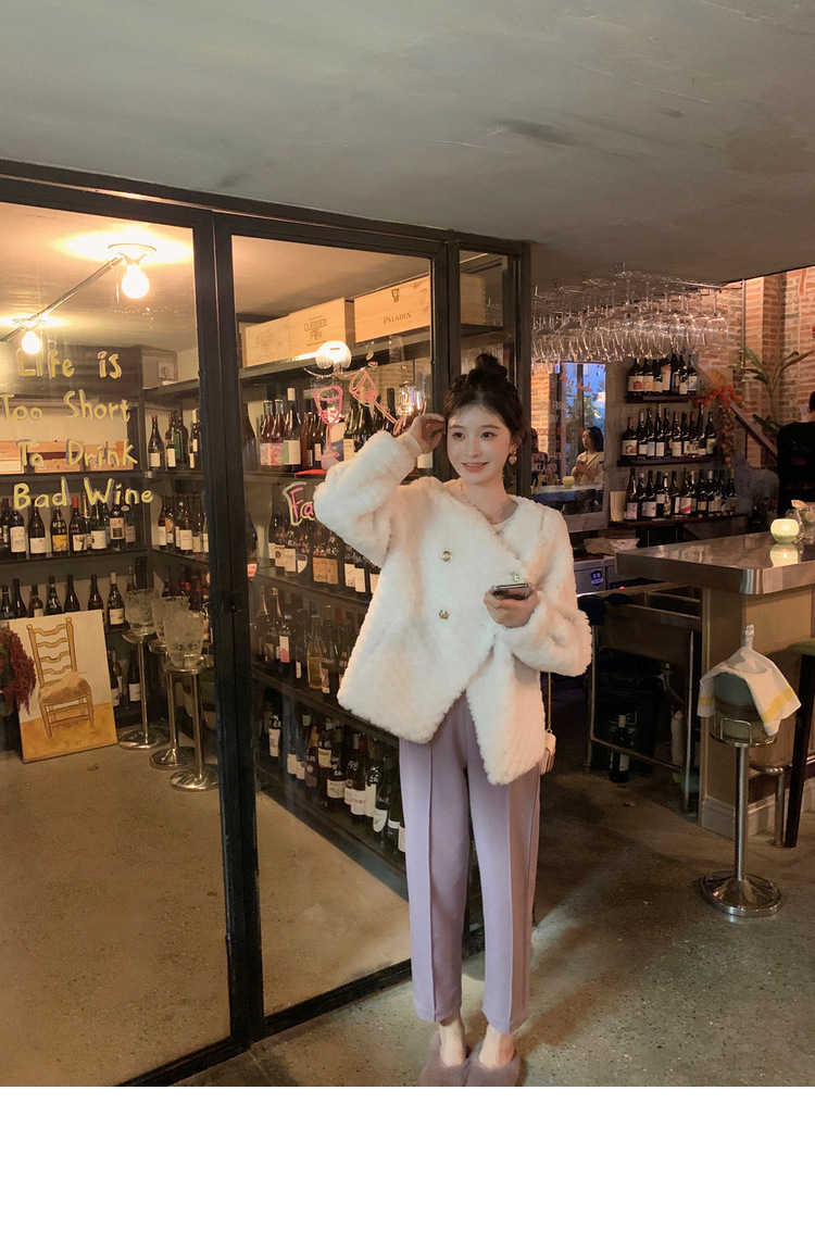 冬季新年羊羔毛皮草短款女网红羊剪绒布加迪全羊毛年轻短外套详情47