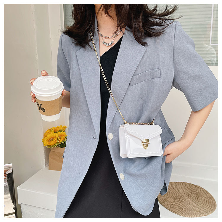 2021夏季新款PVC果冻包mini时尚花边小方包化妆包单肩斜挎ins女包详情11