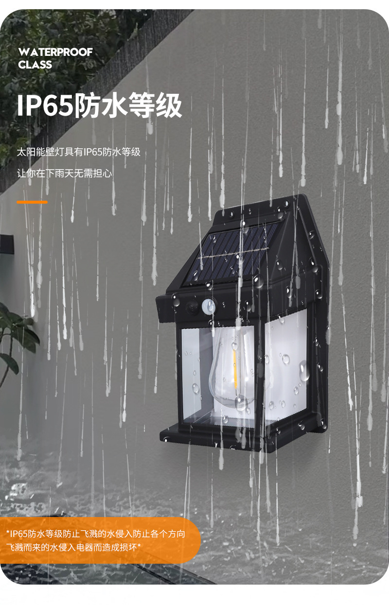 New outdoor solar wall lamps, outdoor waterproof tungsten filament lamps, sensor garden lamps, garden villa night lights for illumination pic 5
