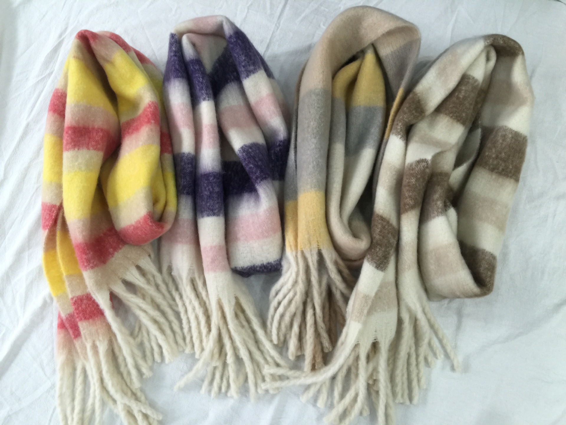 New rainbow checkered scarf for women in winter, Klein blue thick braid, colorful checkered, warm and thick, trendy and cute on Instagram pic 24