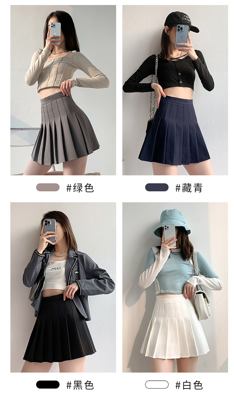 Pleated skirt for women, summer white short skirt, Japanese high-waisted, slimming, new autumn and winter jk plaid large A-line skirt pic 50