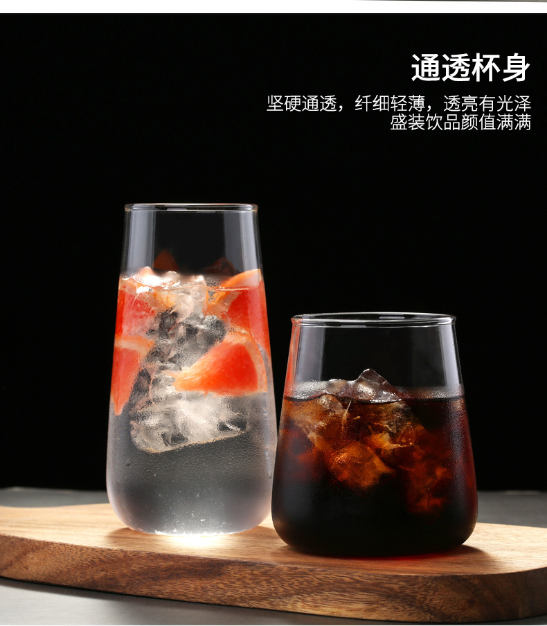 高硼硅玻璃水滴果茶杯甜品杯透明玻璃杯冷饮咖啡水杯早餐杯可高温详情8