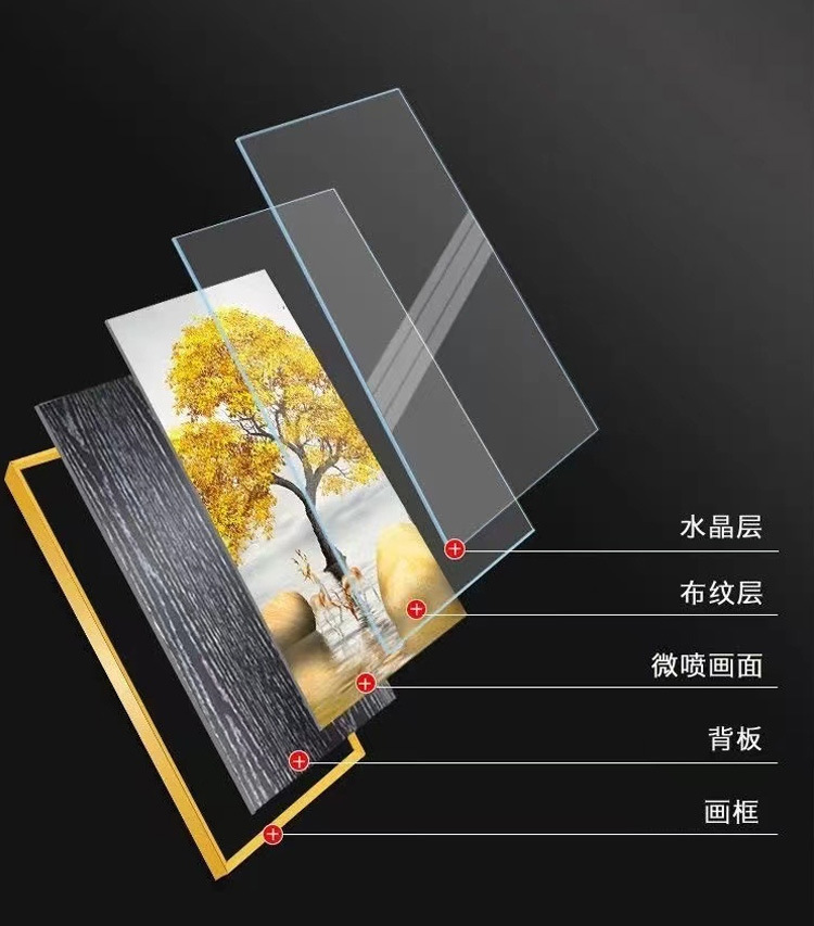 The living room is decorated with a three-panel painting, the bedroom has a sofa background, wall paintings, light luxury room hanging paintings, crystal porcelain paintings, and Nordic murals pic 5