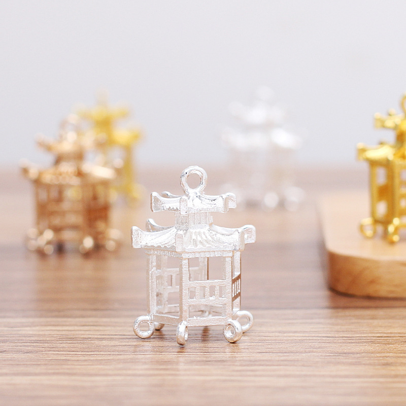 Antique style new alloy small pavilion and small house, ancient bride pagoda headwear material (09870) pic 7