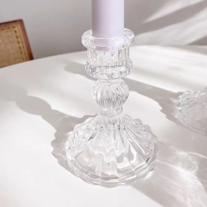 European-style ins crystal relief glass candlesticks, simple and creative home decoration items, scented candles, candlestick decoration wholesale pic 8