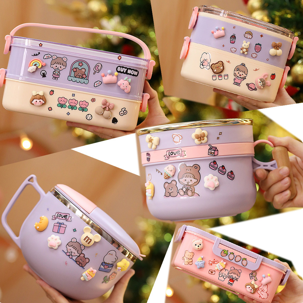 INS网红椭圆双层不锈钢饭盒 学生便当盒便携成人食堂办公保温餐盒详情18