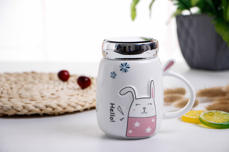 马克杯礼品创意水杯咖啡杯办公室杯 手柄 可爱兔子陶瓷杯详情19