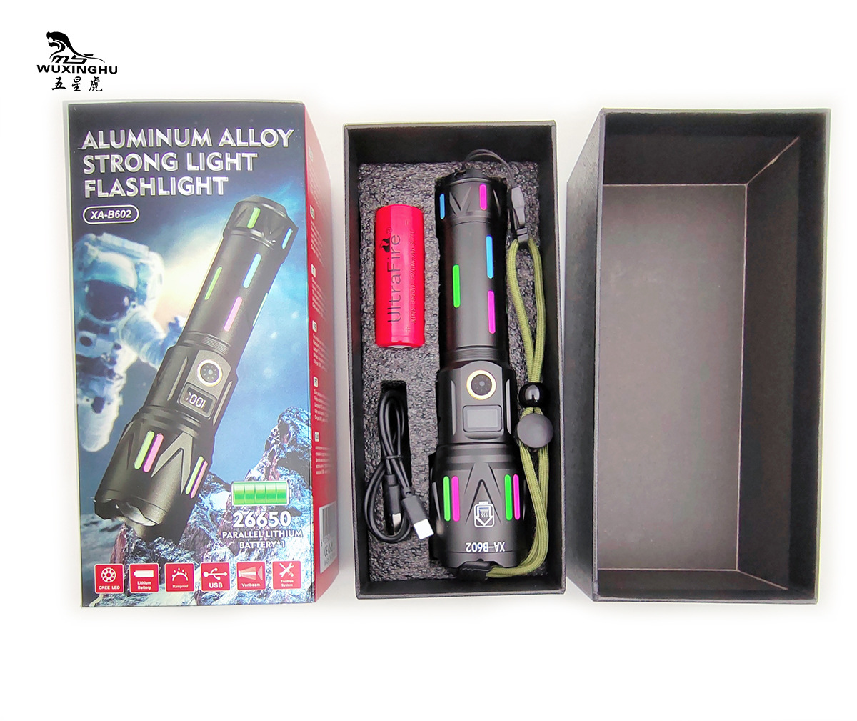New outdoor high-brightness strip white laser flashlight, digital display telescopic zoom power bank, aluminum alloy flashlight pic 13