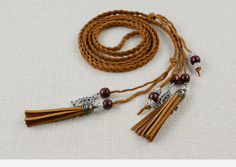 新民族风纯手工装饰腰带女细流苏百搭连衣裙时尚简约编织腰链腰绳详情11