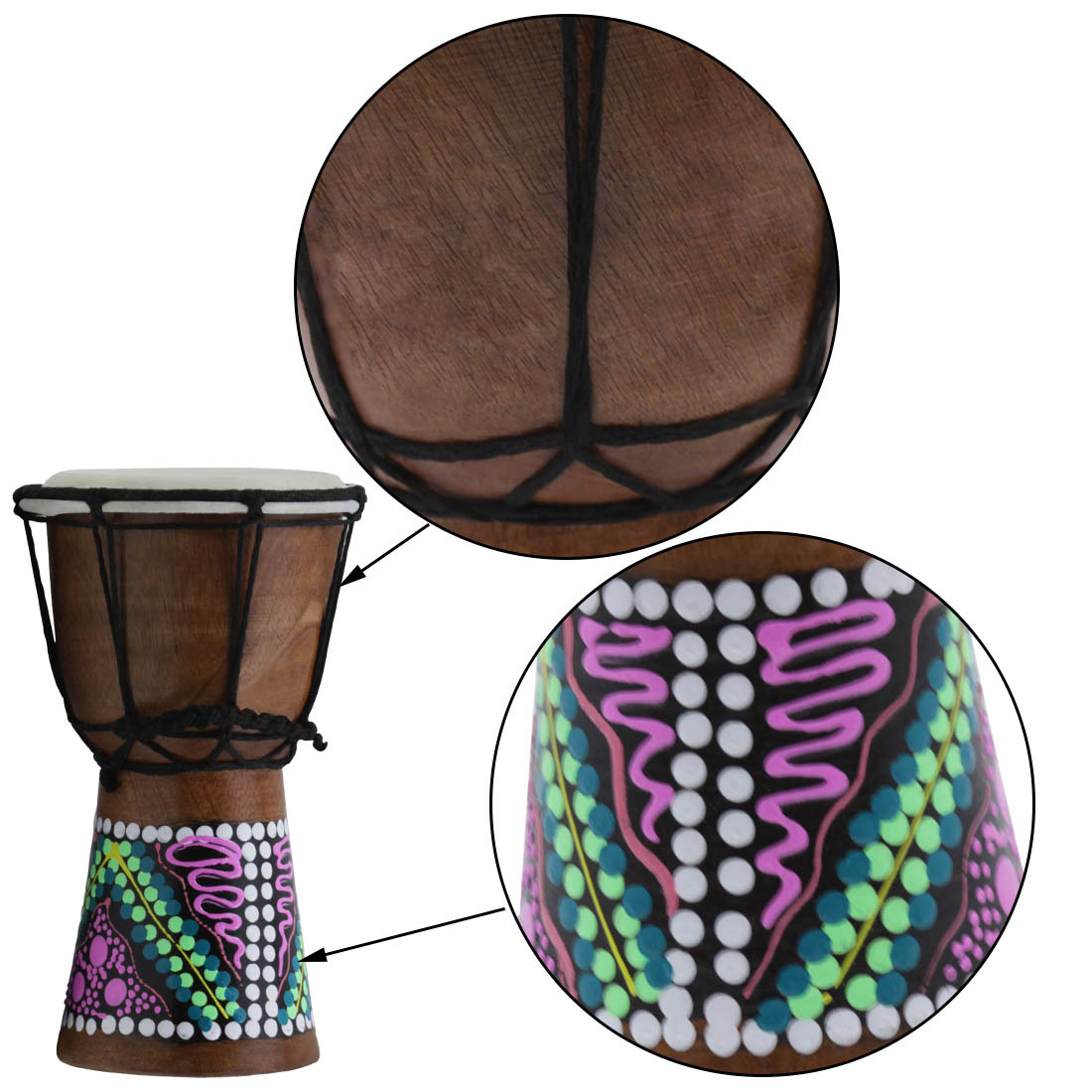 Wholesale handcrafted 4-inch African drums for children, adults, beginners, Lijiang hand drums, percussion instruments, 4-inch African drums, random pic 22