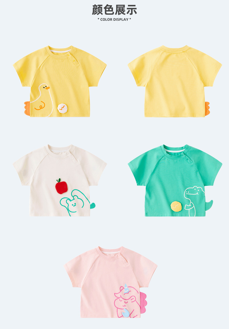 嘟嘟家儿童套装夏季宝宝短袖t恤夏装男童长裤女童体恤童装卡通潮详情15