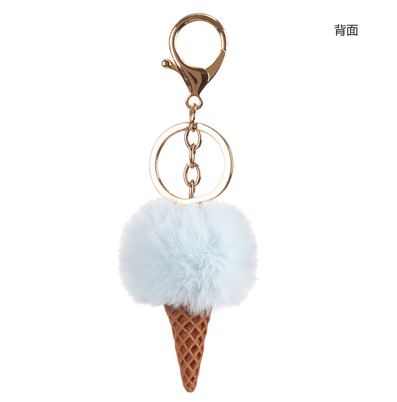新品 亚克力冰淇淋钥匙扣挂件 仿真雪糕树脂甜筒仿獭兔毛球挂饰详情21