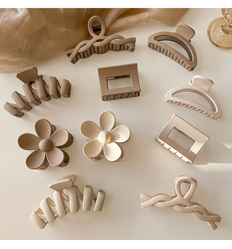 韩版奶茶色大号后脑勺抓夹少女盘发发夹鲨鱼夹子优雅气质发卡发饰详情8