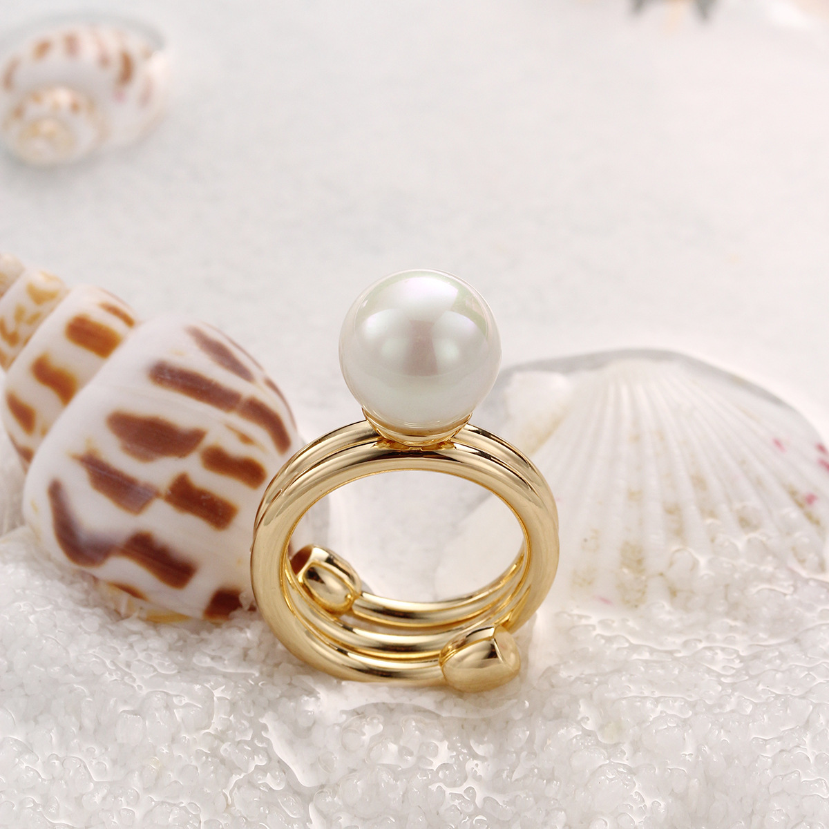 韩版简约戒指丝巾扣纯铜镀金气质大方高端珍珠配饰丝巾装饰详情6