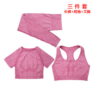 【加工定制】无缝点点瑜伽服套装女长袖短袖高腰长裤短裤健身衣详情3