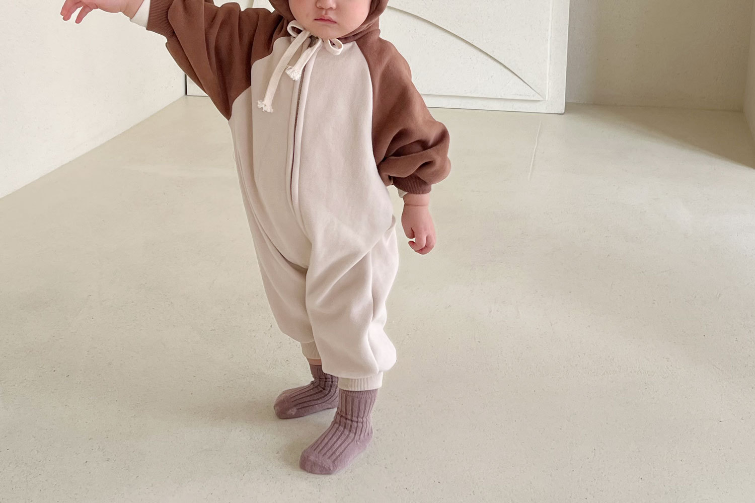 韩版男女童春秋季纯棉卫衣连帽长爬ins新生儿休闲宽松连体衣爬服详情5