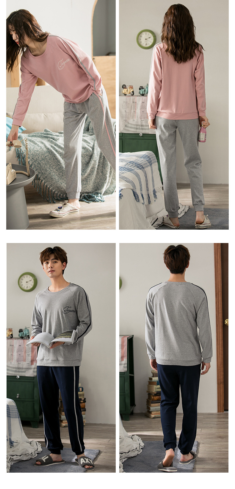 品牌情侣睡衣女长袖纯棉冬季新款韩版男士大码秋冬全棉家居服套装详情82