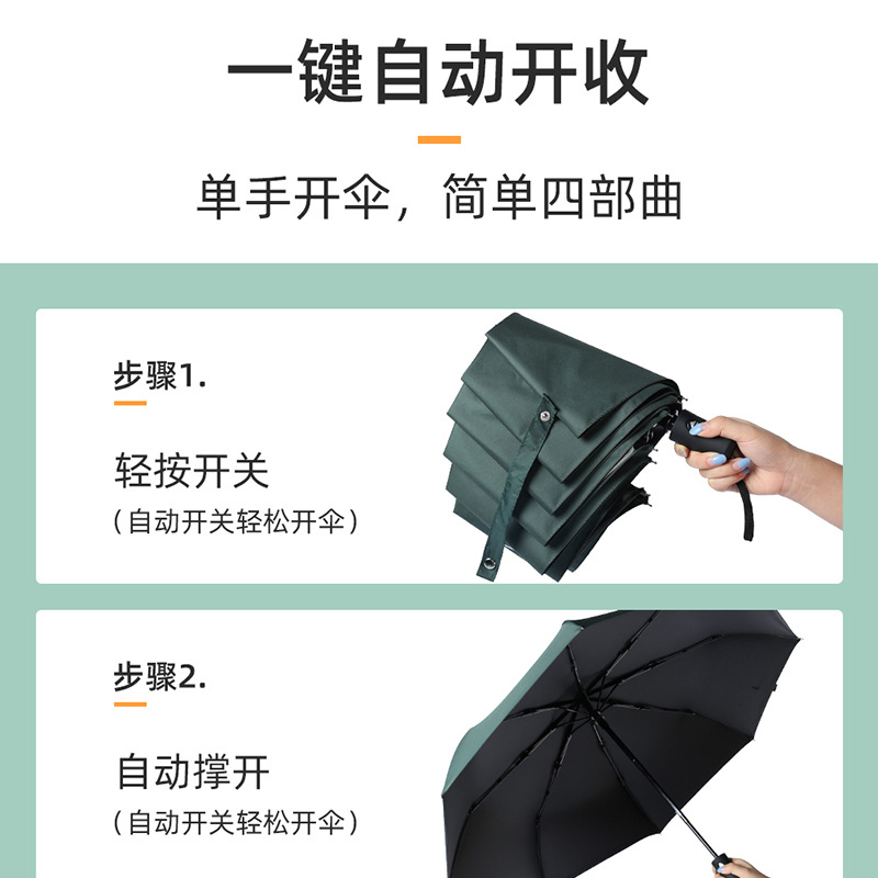 Automatic umbrellas for sun protection and shading, three-fold umbrellas, folding logo advertising umbrellas, bulk wholesale, UV black vinyl sun umbrellas pic 28