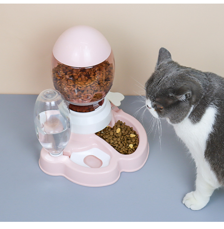 Wholesale of cat automatic feeders, two-in-one cat food bowls, pet water dispensers, no wet mouth, prevent knocking over pet bowls pic 14