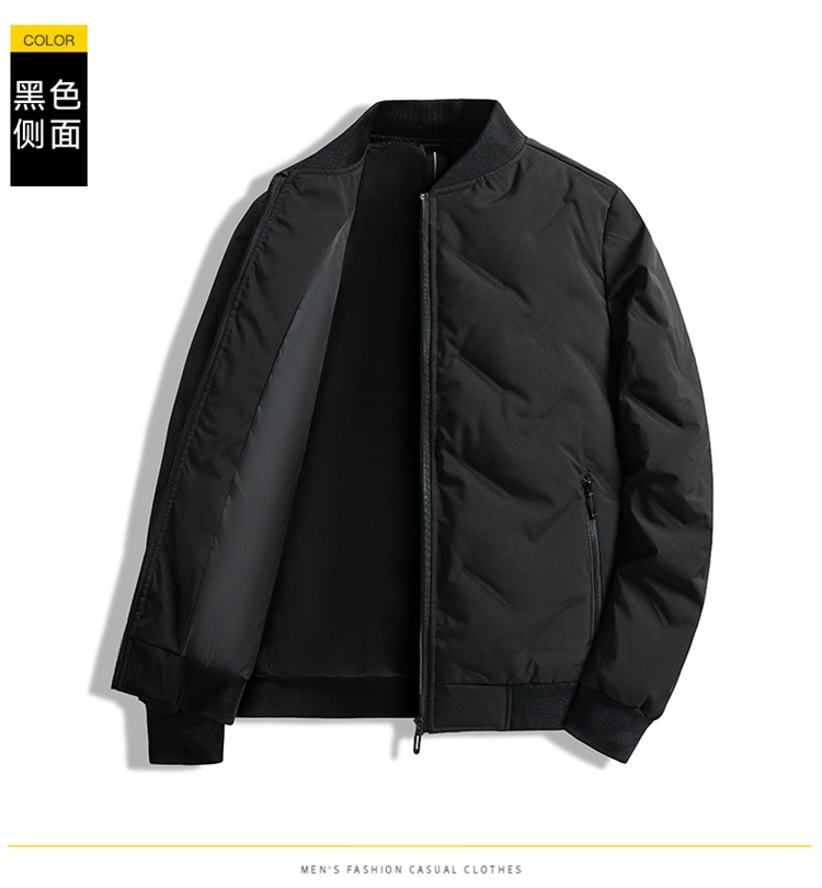 新款男士羽绒服棒球领蓬松开衫上衣灰鸭绒羽绒服男休闲冬季外套男详情31