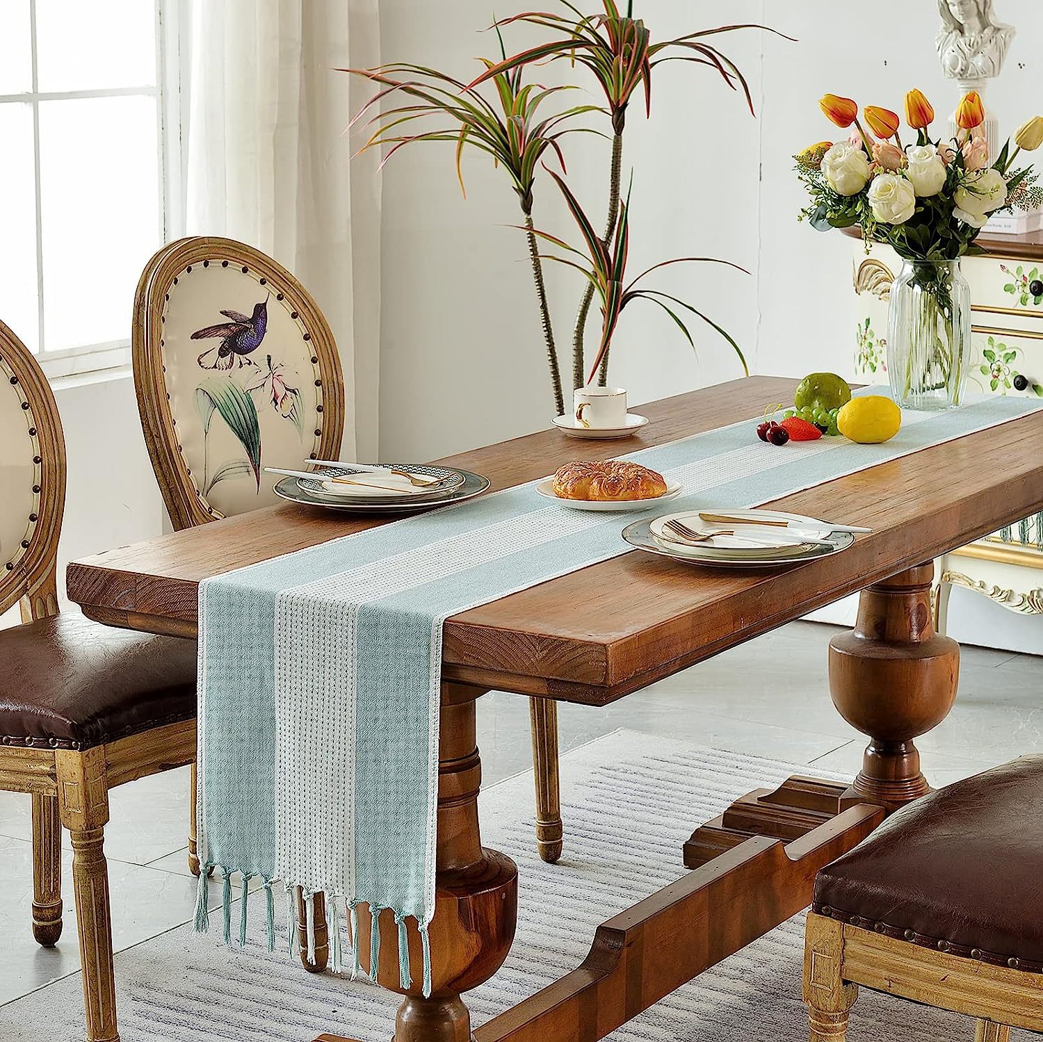 Cross-border factory direct supply table flags, American color-blocked striped tablecloths, Nordic coffee tables, long bed flags, shoe cabinet flags, tea flags pic 12