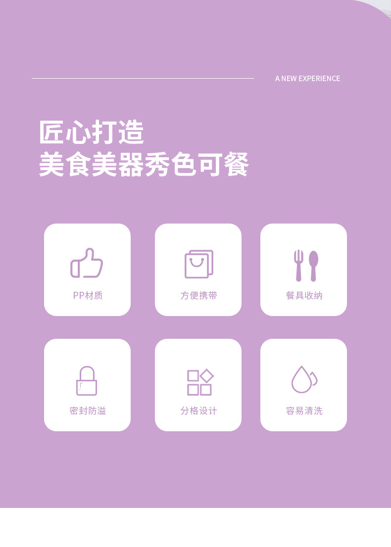 学生塑料饭盒日式上班族便当盒带饭可微波炉加热带餐具午餐盒跨境详情2