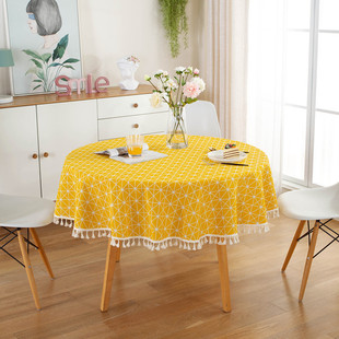 American country-style handcrafted crochet tassel tablecloth with geometric rhombus-shaped hollowed-out decorative fabric as a shooting prop pic 2
