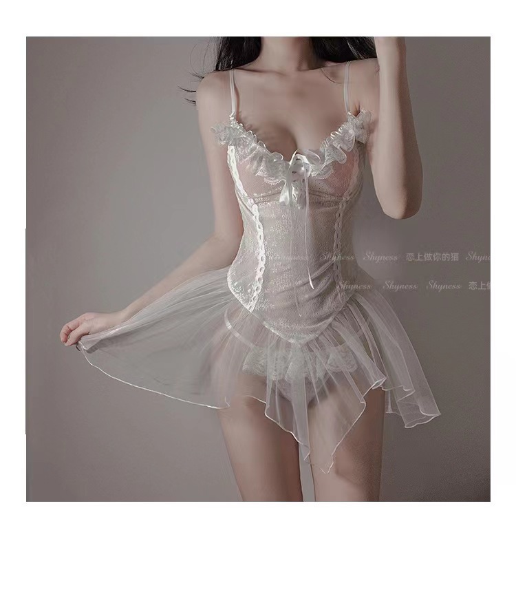 大码情趣内衣性感微透制服公主风睡衣纯欲女网纱吊带小胸激情诱惑详情21