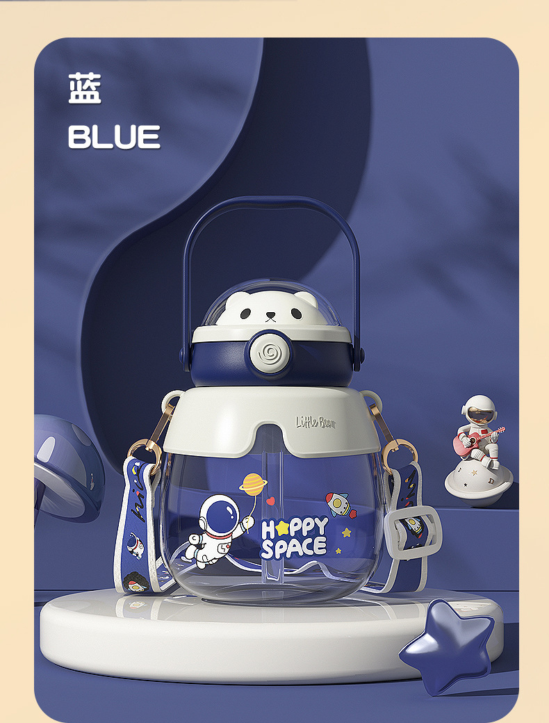 小熊儿童水杯夏季高颜值吸管大肚杯女生便携塑料爆款学生网红杯子详情16