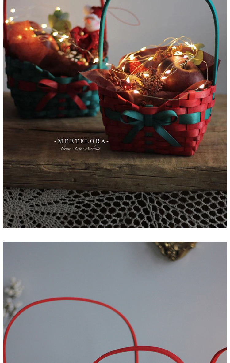 Original wood chip woven small baskets, bows, Christmas gift packaging baskets, flower arrangement baskets, photography props, decorative baskets pic 7