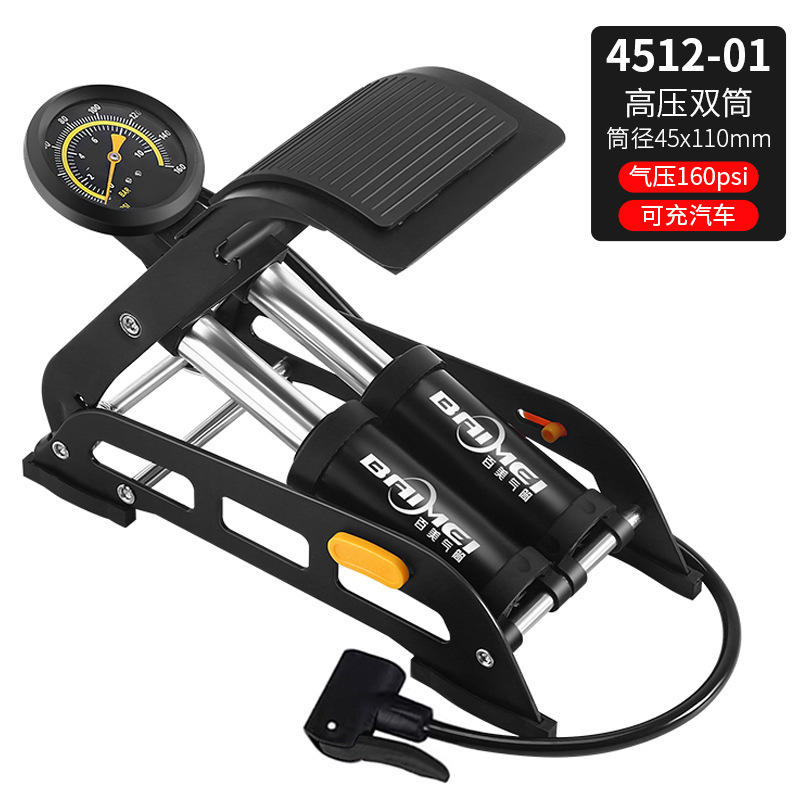 Foot-operated high-pressure double-cylinder air pump, portable car, motorcycle, bicycle, household foot-operated air pump pic 3