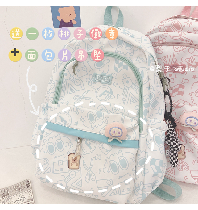Japanese-style schoolbag for girls, Instagram, niche Harajuku graffiti design backpack, large-capacity backpack for junior high school, senior high school and college students pic 4