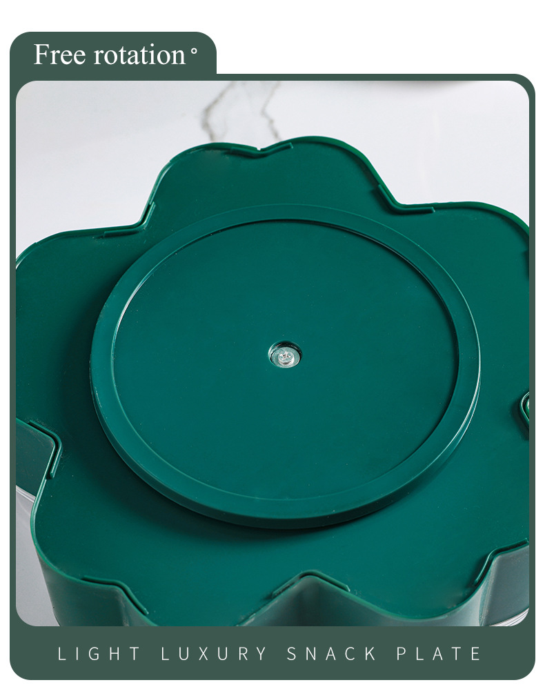 Nordic-style rotating snack candy box desktop creative compartments dried fruit plate transparent lid two-color detachable melon seed plate pic 4