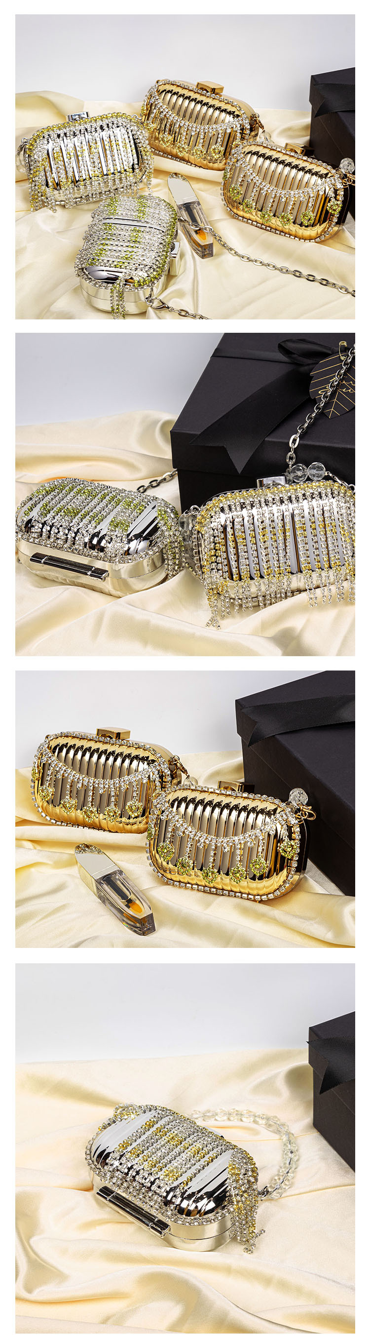 欧美跨境亚克力包2025新款时尚潮流闪钻流苏行李箱包零钱包口红包详情2