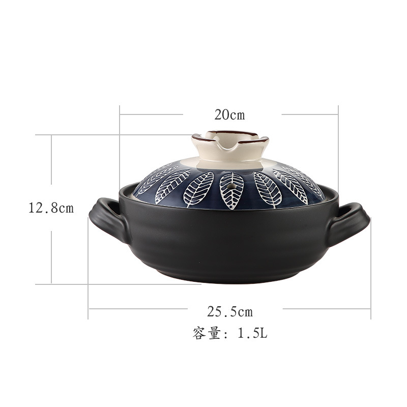 Wide-mouthed clay pot Japanese-style hand-painted home coarse earthenware stewing pot heat-resistant ceramic 煲仔饭 open flame small earthenware pot for one person pic 24