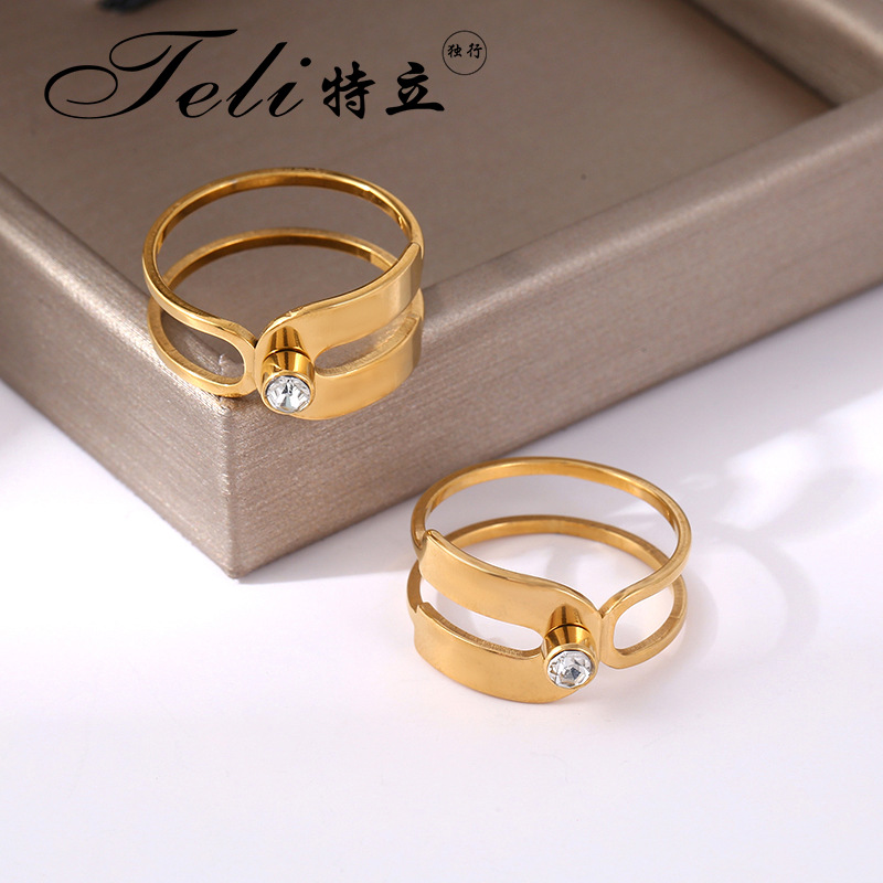 钛钢戒指女开口小众个性指环锆石简约ins风高级轻奢饰品四叶草详情5