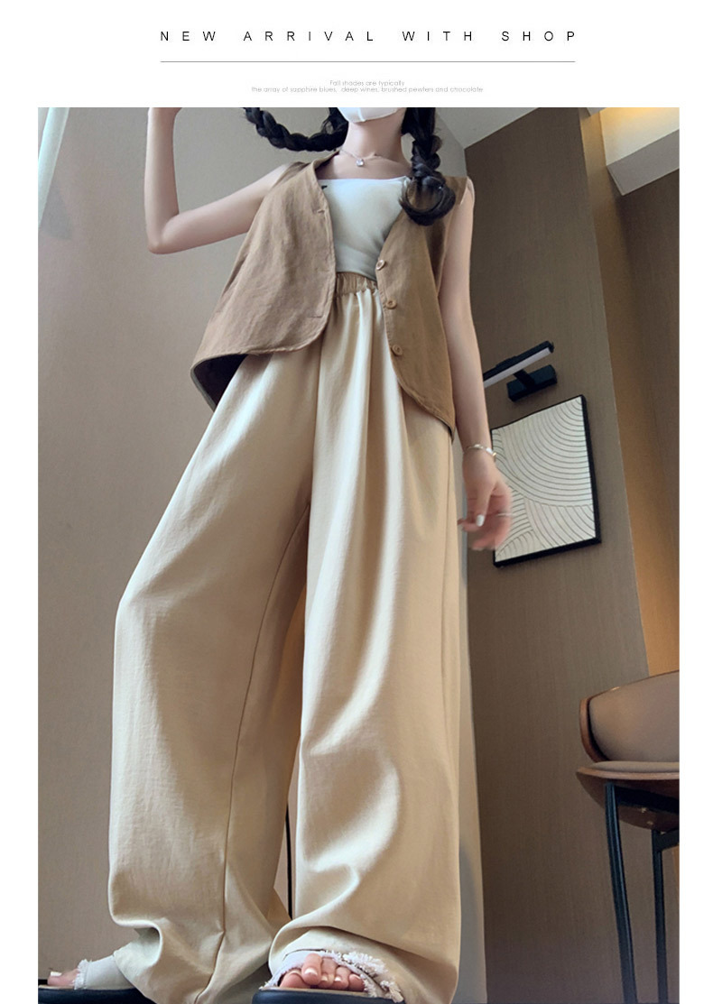 Ice silk wide-leg pants for women in summer, thin, high-waisted, straight-leg, pleated cotton and linen casual pants, cool and laid-back Yamamoto pants pic 33