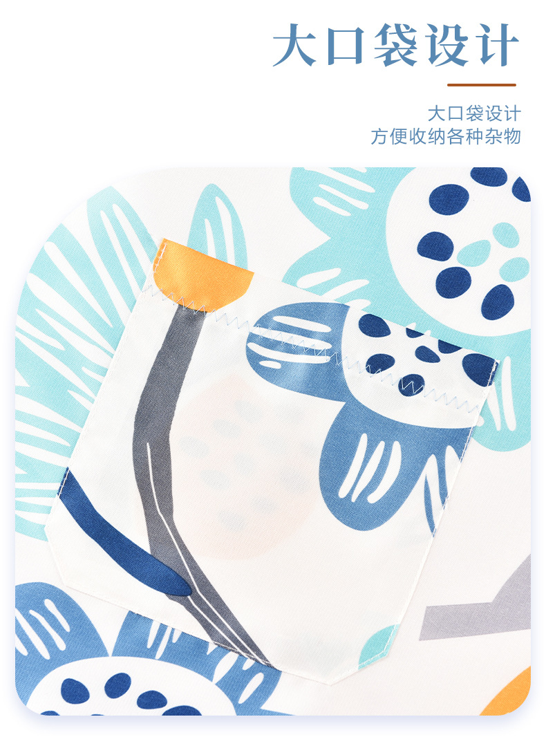 厂家批发厨房工厂实用双层印花防水防油防污围裙轻薄型款涤纶围裙详情8